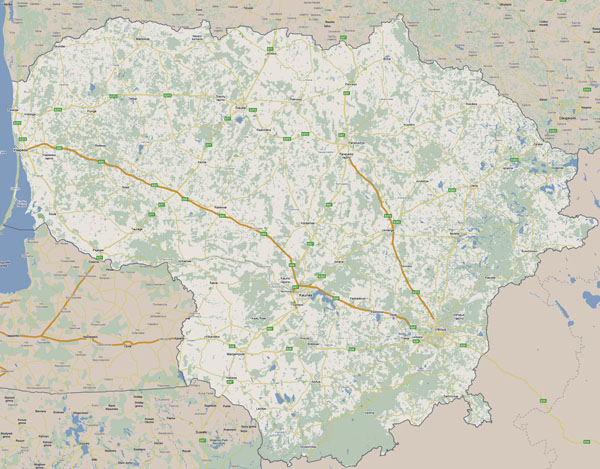 Large detailed roads map of Lithuania. Lithuania large detailed roads map.