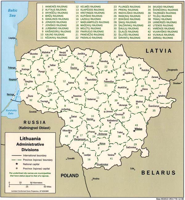 Political map of Lithuania. Lithuania political map.