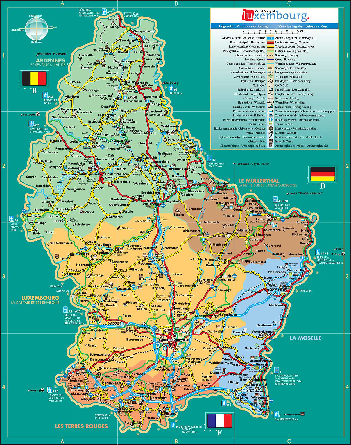 Detailed administrative and road map of Luxembourg. Luxembourg detailed