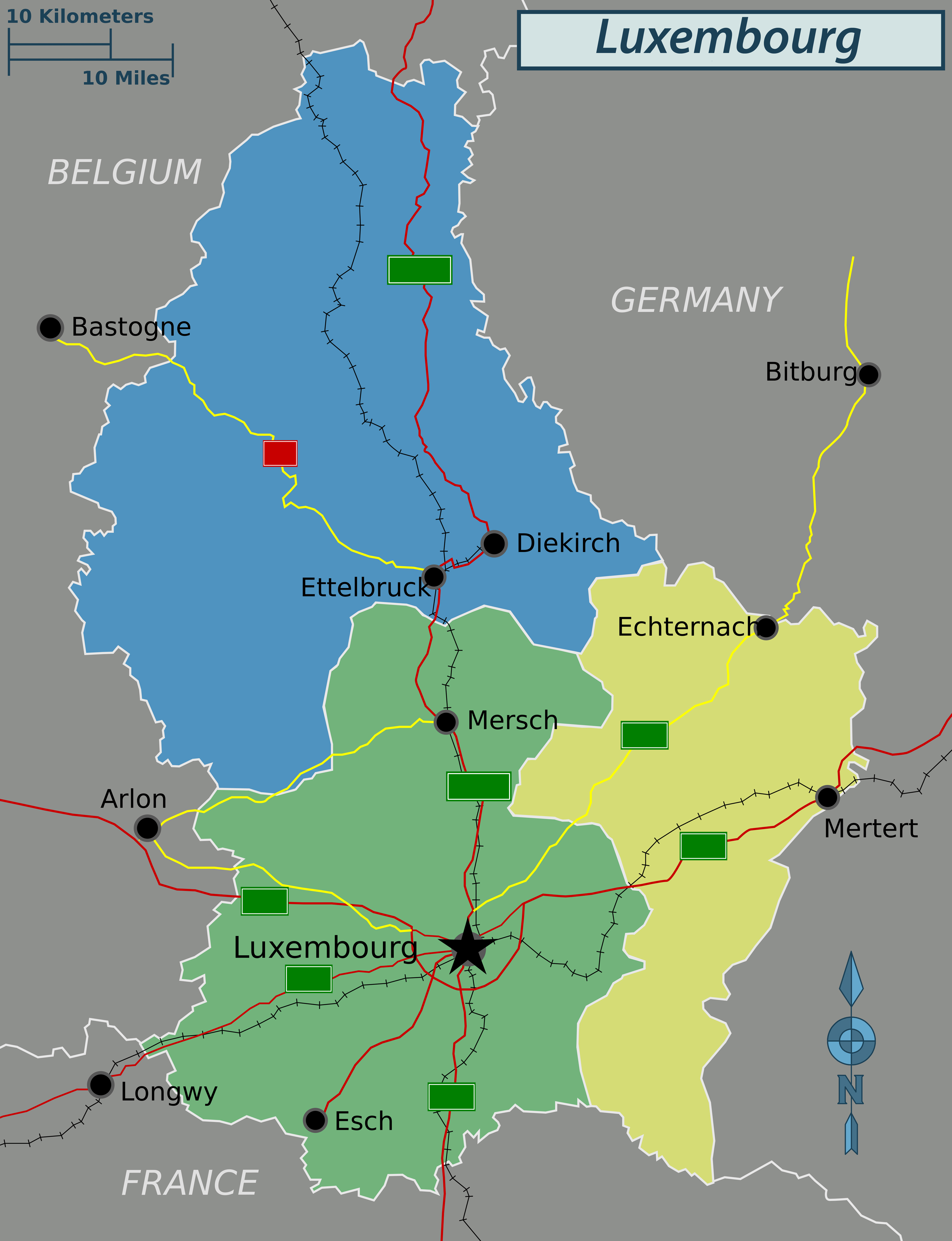 Political map of Luxembourg. Luxembourg political map | Vidiani.com