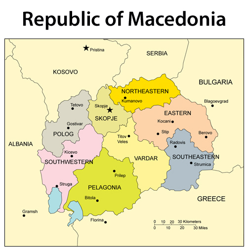 Detailed administrative map of Macedonia.