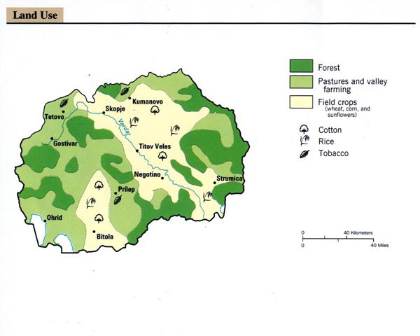 Land use map of Macedonia. Macedonia land use map.