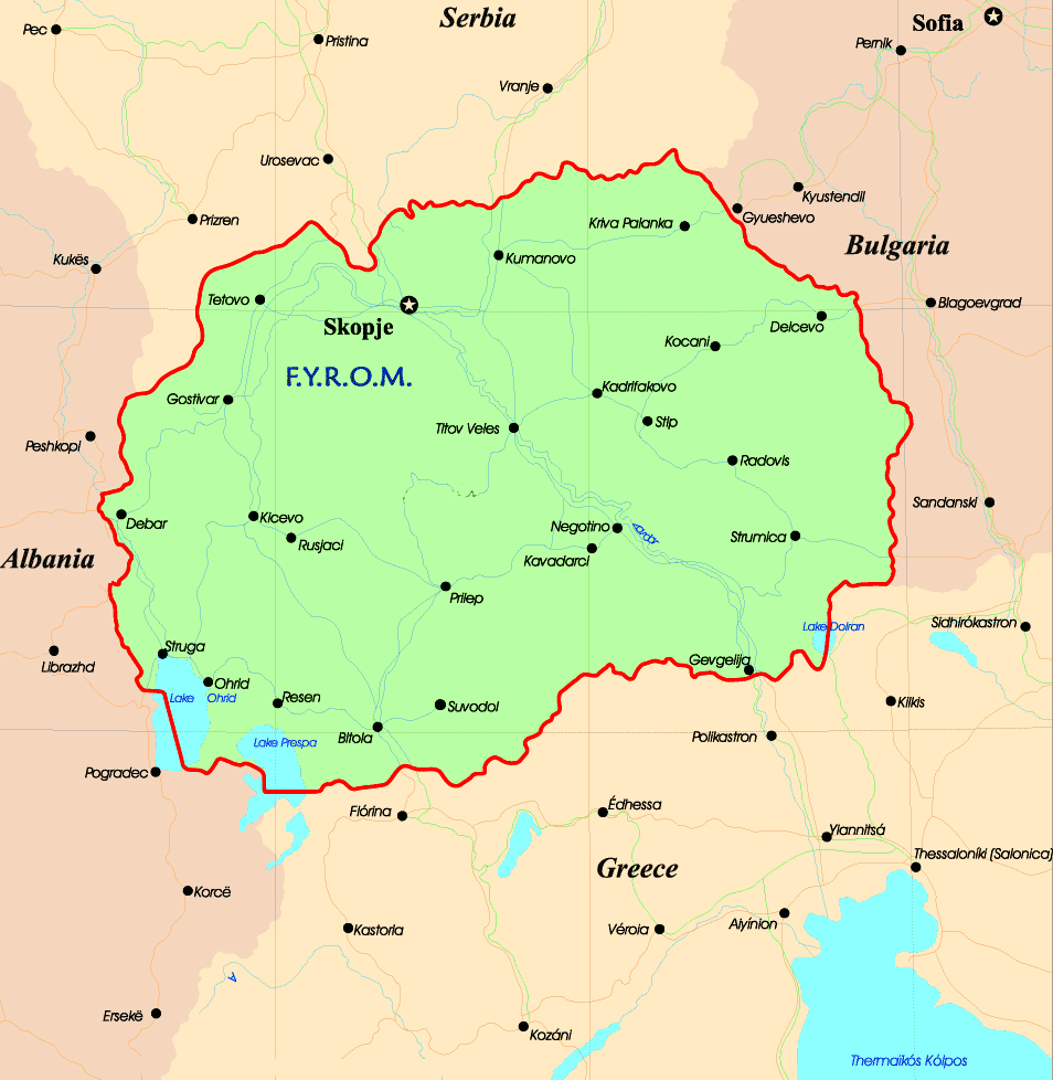 Large map of Macedonia with roads and cities Maps of