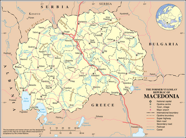 Political map of Macedonia. Macedonia political map.