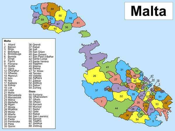 Detailed administrative map of Malta. Malta detailed administrative map.