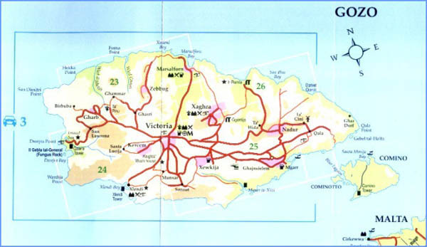 Large road map of north Malta. North Malta large road map.