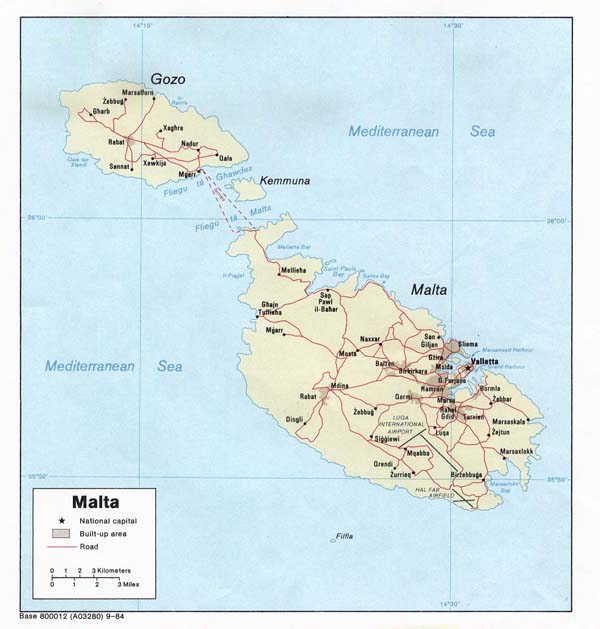 Road map of Malta. Malta road map.