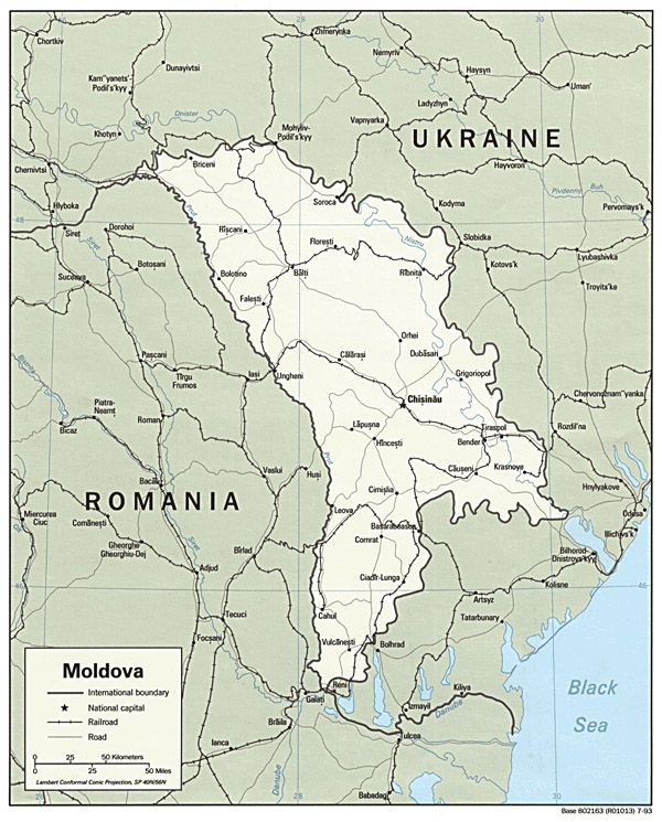 International corridors map of Moldova. Moldova international corridors map.