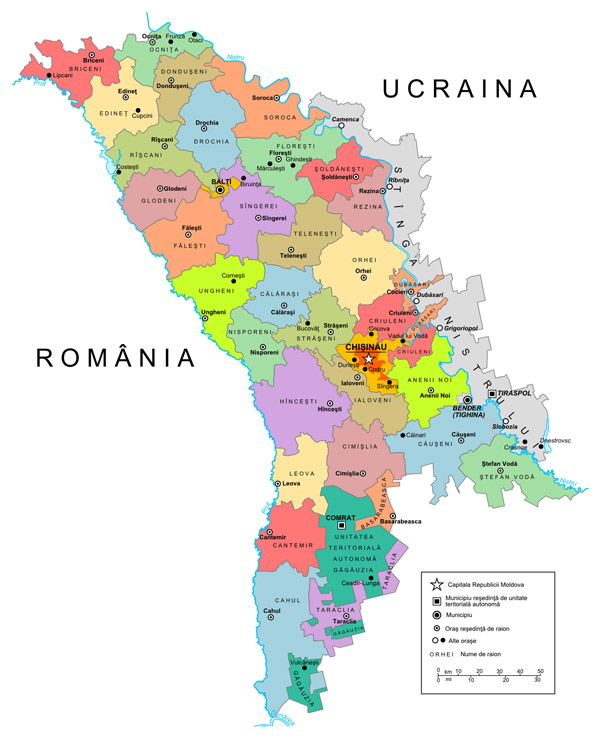 Large administrative map of Moldova.