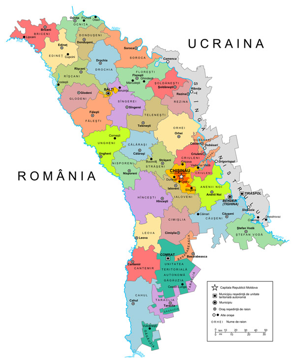 Large administrative map of Moldova.