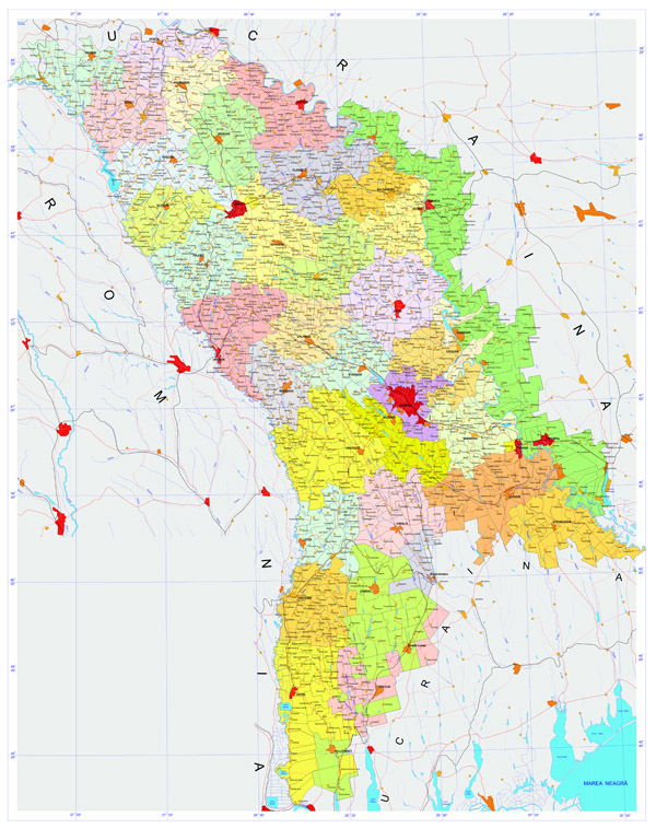 Large detailed administrative map of Moldova.