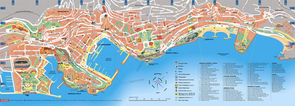 Detailed road and tourist map of Monaco.