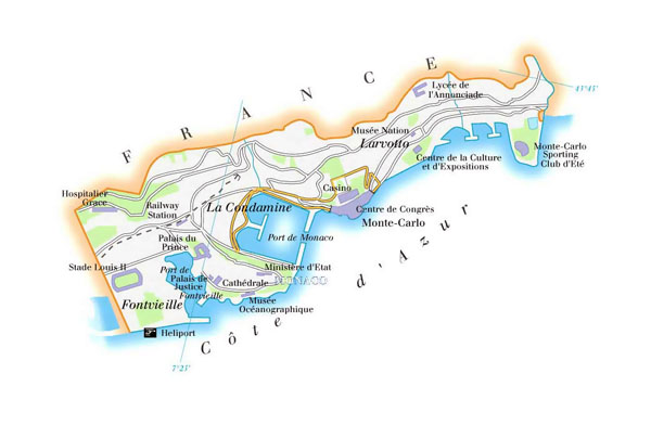 Large map of Monaco. Monaco large map.