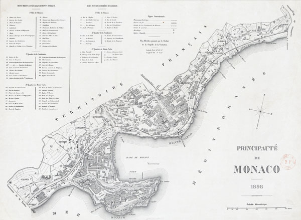 Large scale detailed old map of Monaco - 1898.