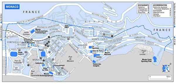 Road map of Monaco. Monaco road map.