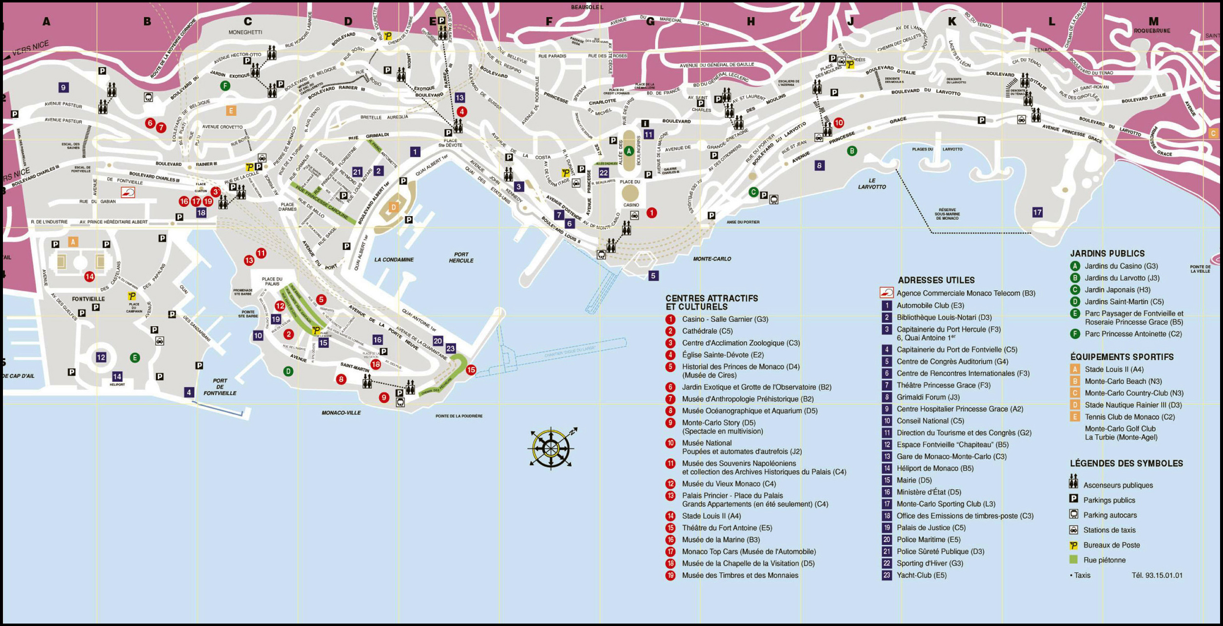 Maps of Monaco. Detailed road