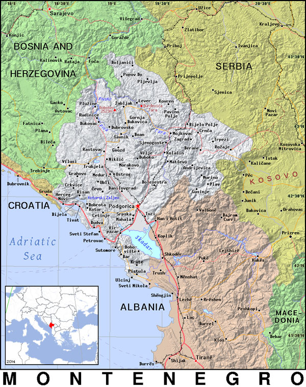 Detailed political map of Montenegro. Montenegro detailed political map.