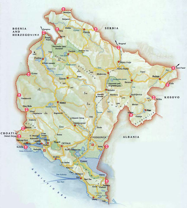 Highways map of Montenegro. Montenegro highways map.