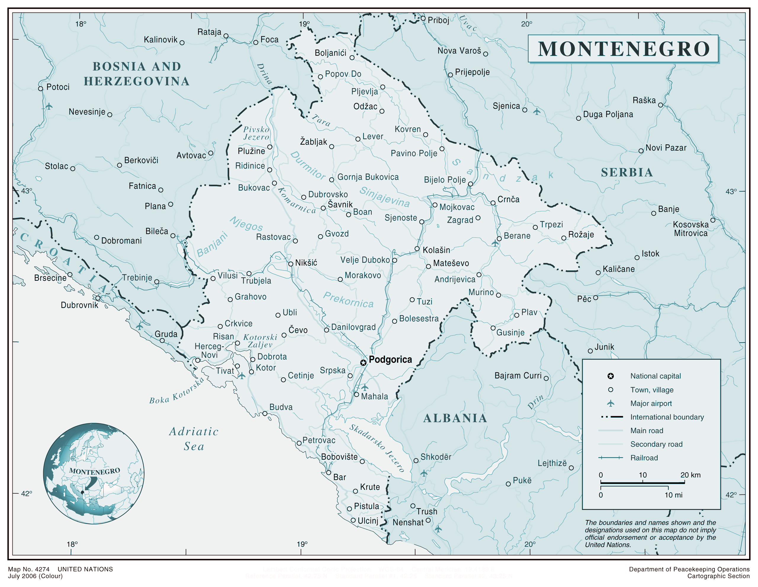 Montenegro Map Political Map Of Montenegro Nations