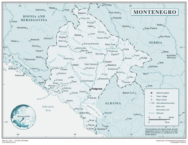 Large political map of Montenegro. Montenegro large political map.