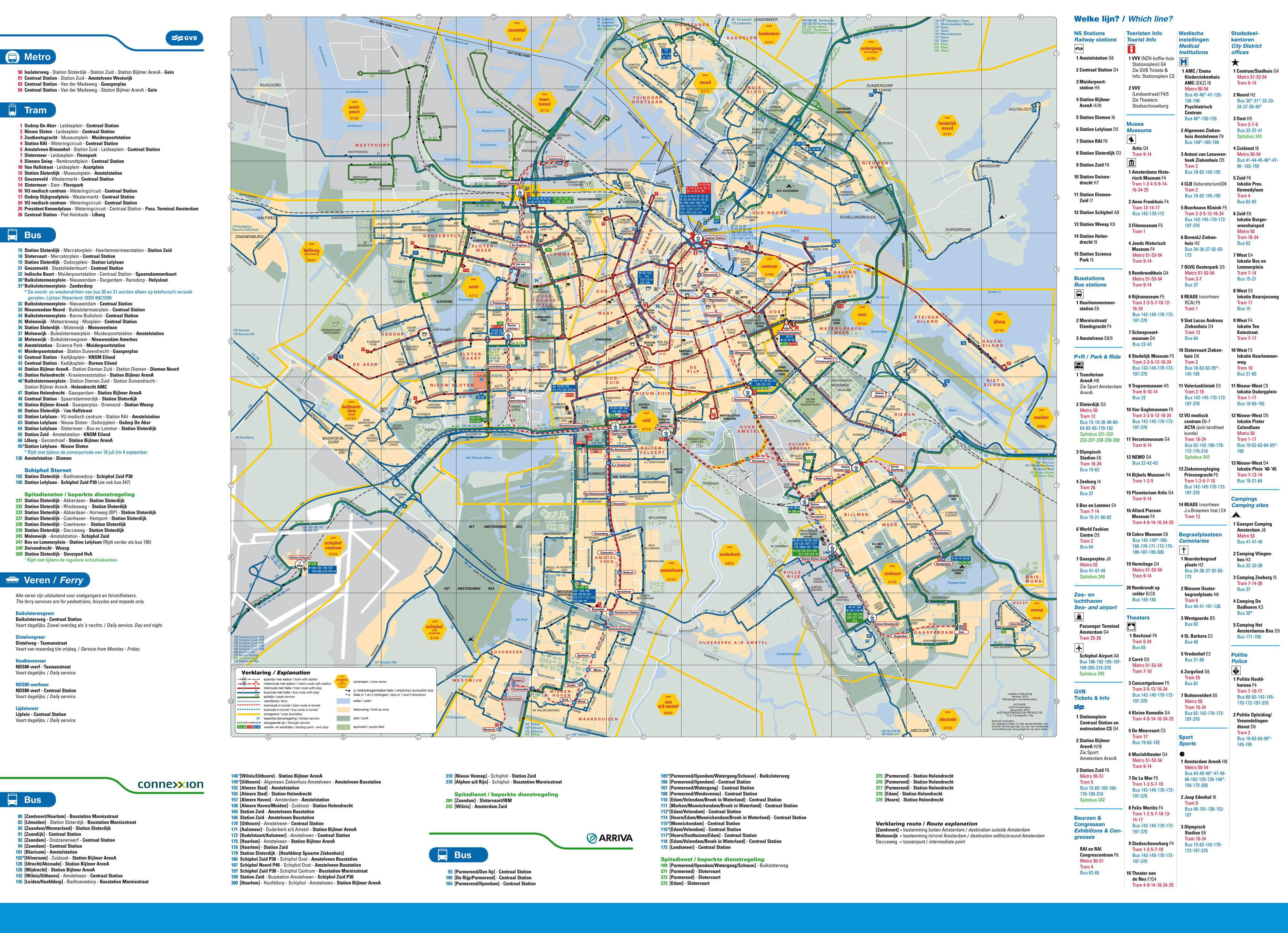 Large Detailed Public Transport Map Of Amsterdam City Vidiani
