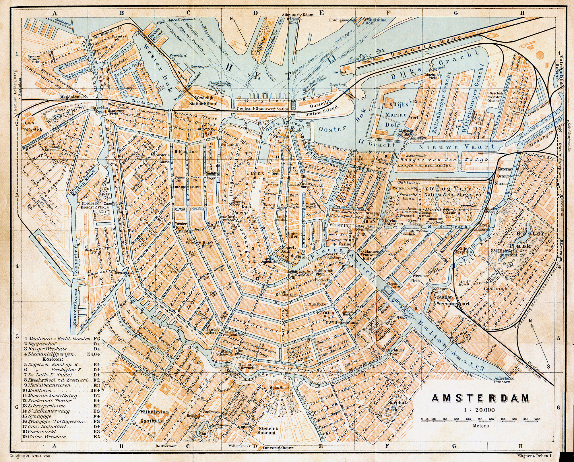 Large Old Road Map Of Amsterdam City Amsterdam Large Old Road Map Vidiani Com Maps Of All Countries In One Place