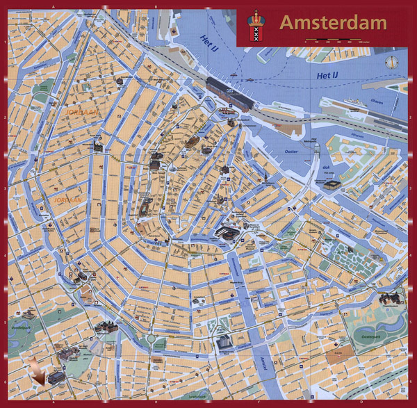Detailed tourist map of Amsterdam city. Amsterdam city detailed tourist