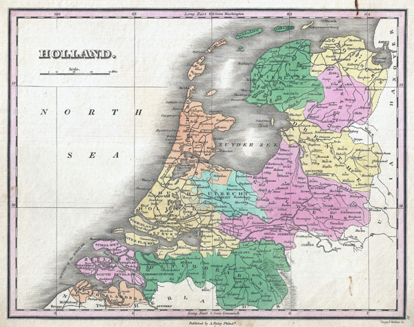 Large detailed old political and administrative map of Holland - 1827.