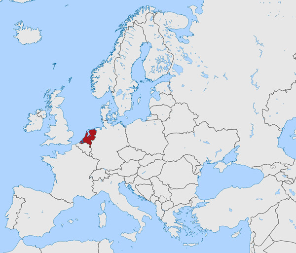 Large location map of Netherlands. Holland large location map.