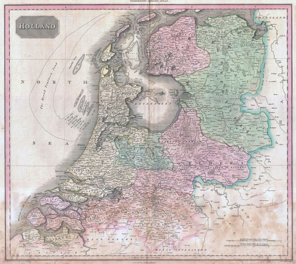 Large scale old political map of Holland - 1818.