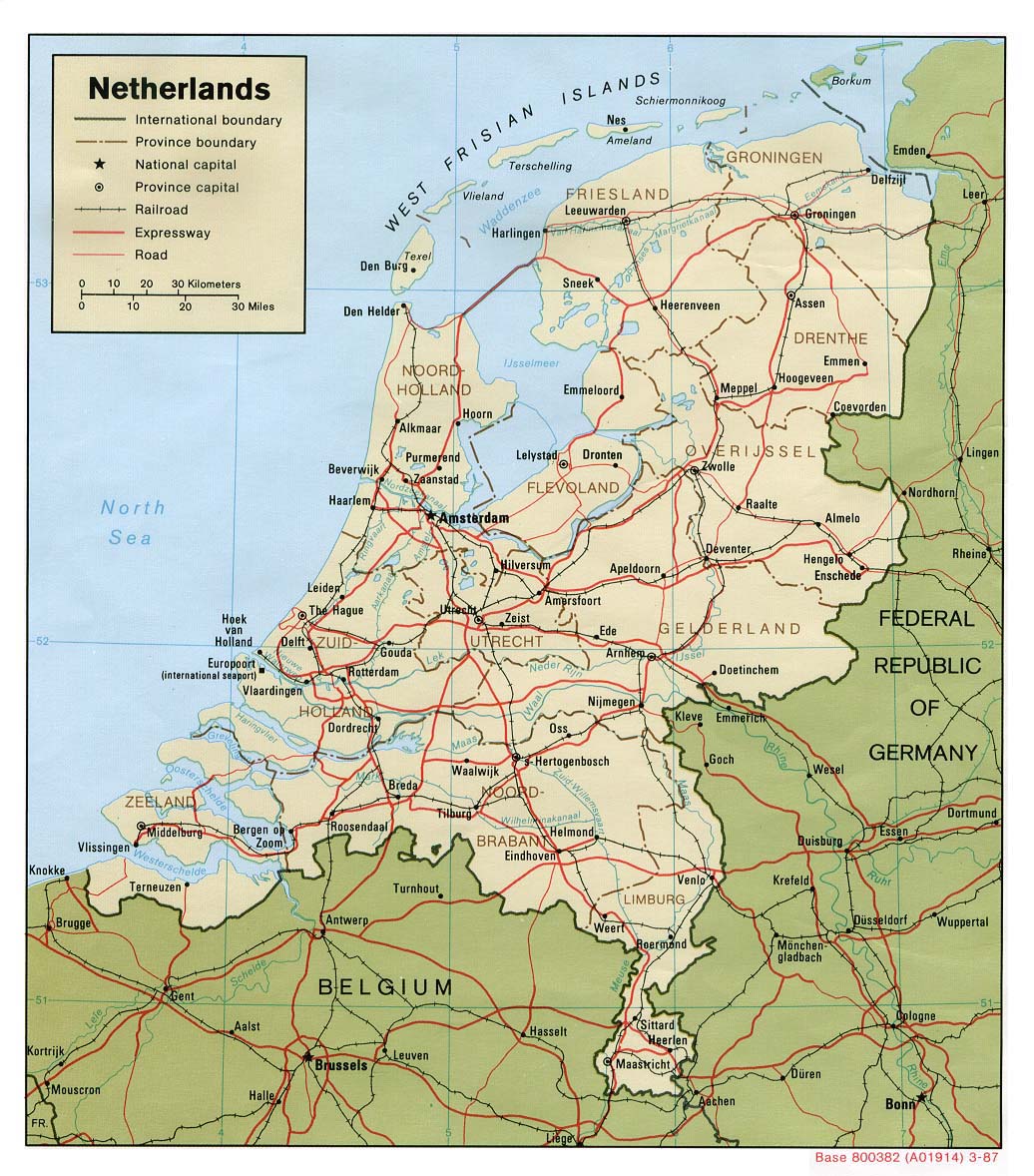 Road map of Netherlands (Holland). Netherlands road map | Vidiani.com