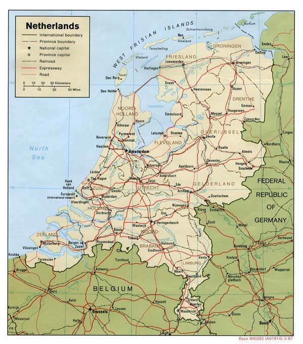 Road map of Netherlands (Holland). Netherlands road map.