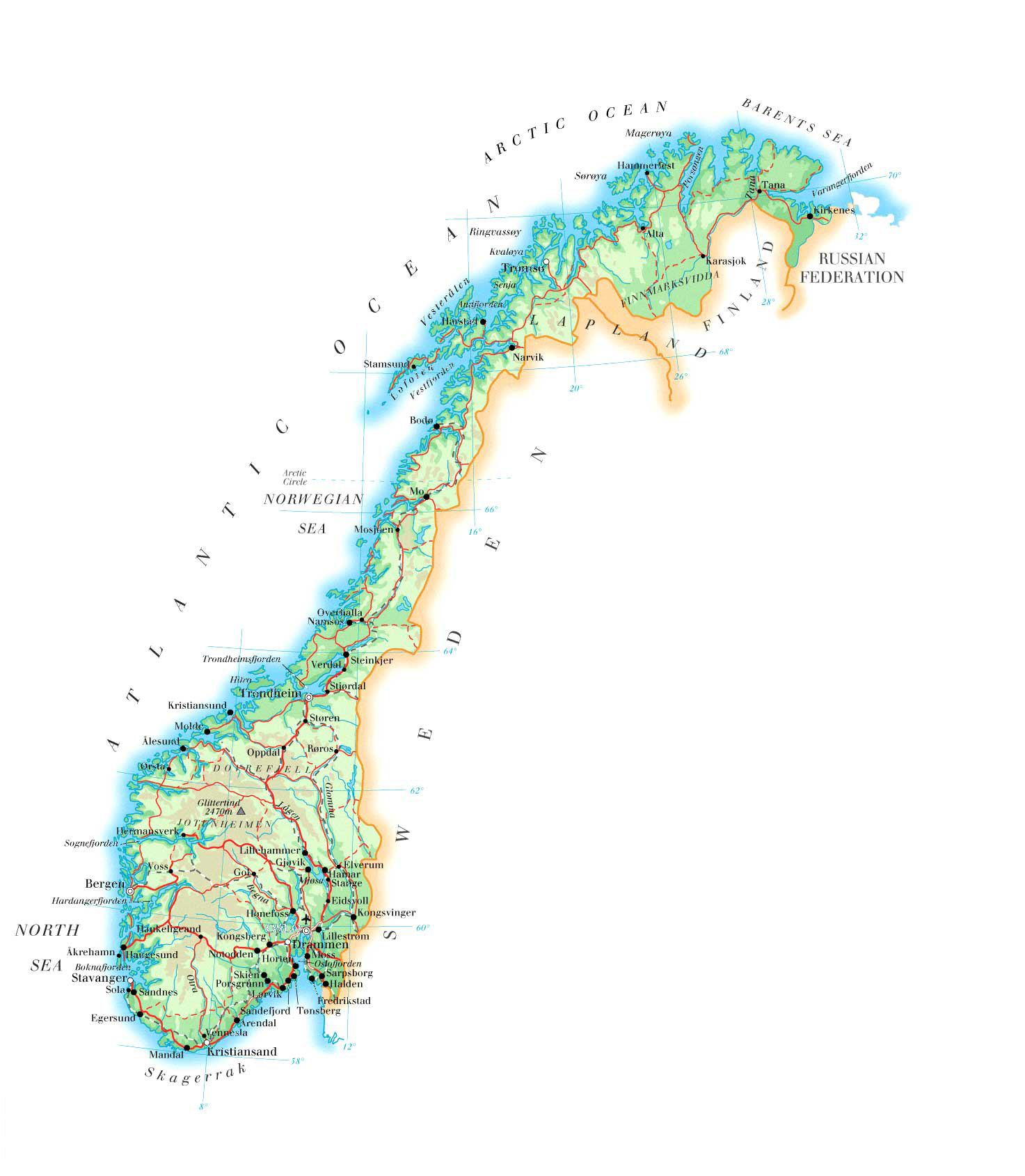 Printable Map Of Norway