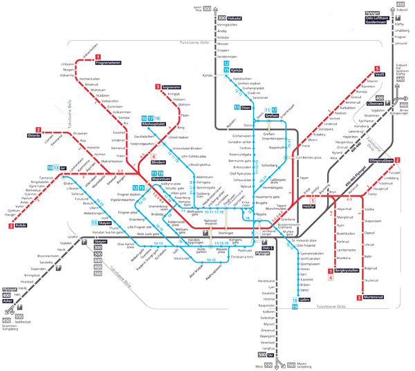 Large detailed metro map of Oslo city.