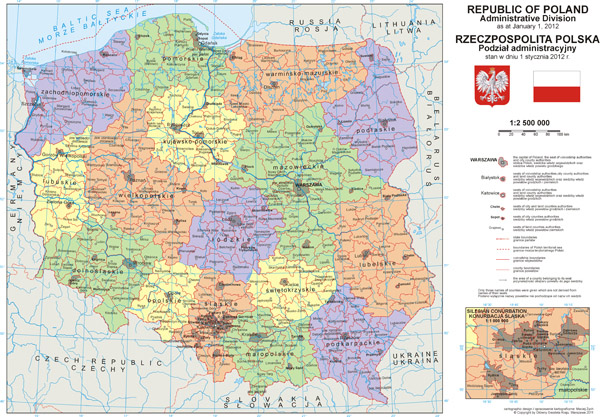 Large detailed political and administrative map of Poland with all cities and roads.