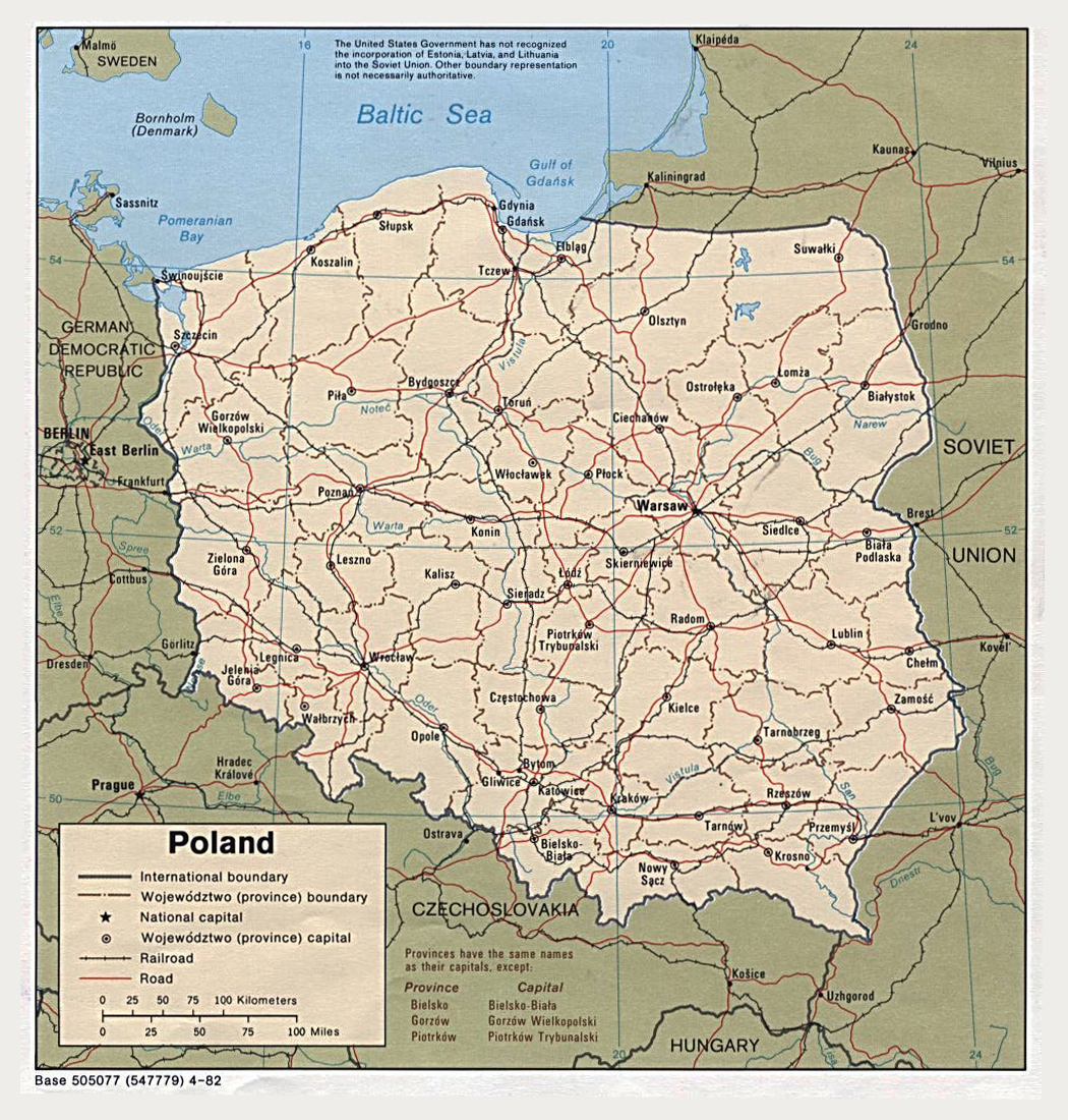 Large detailed political map of Poland with cities, highways and