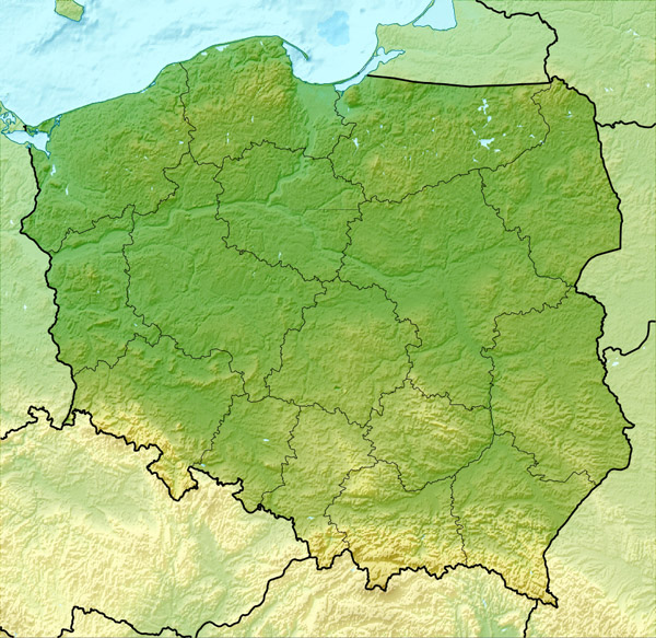 Large detailed relief map of Poland. Poland large detailed relief map.