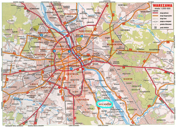 Large road map of Warsaw city. Warsaw city large road map.