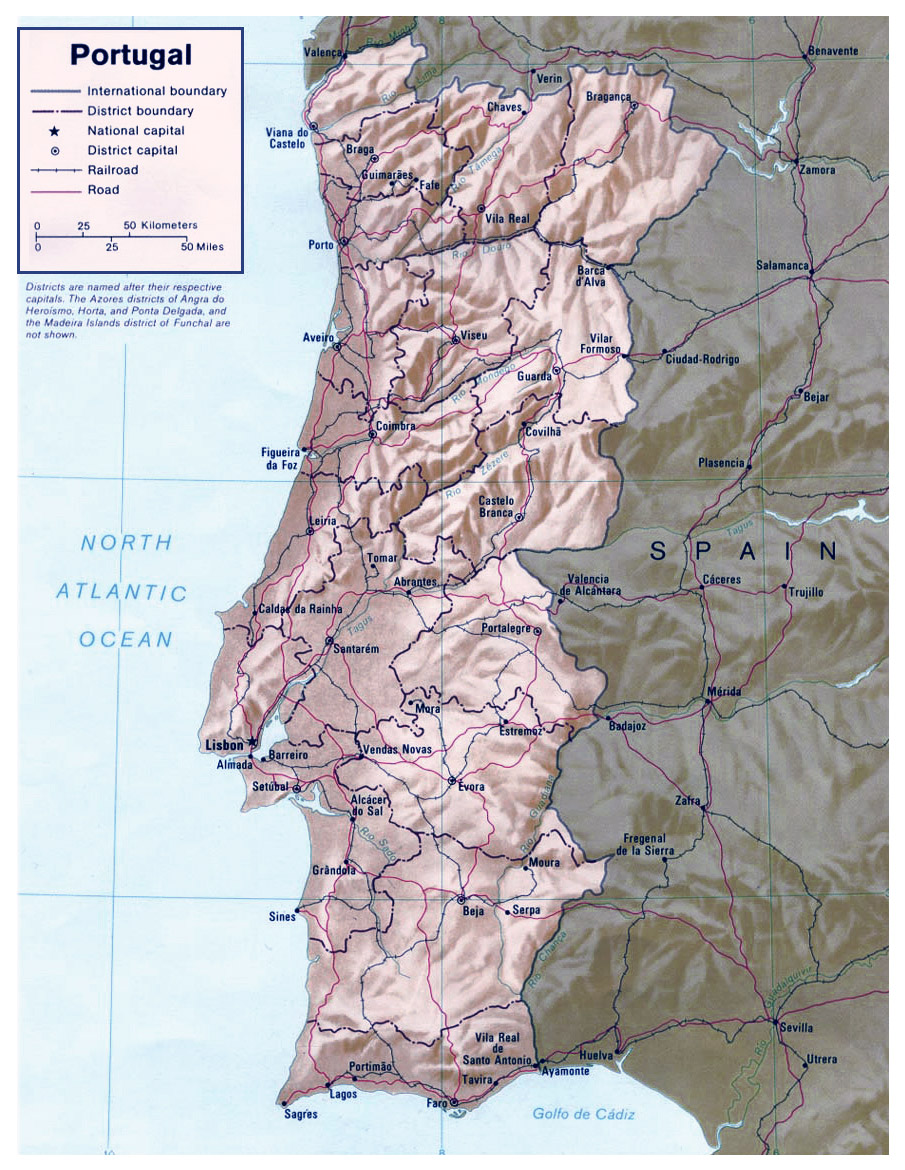 Detailed political and administrative map of Portugal with ...