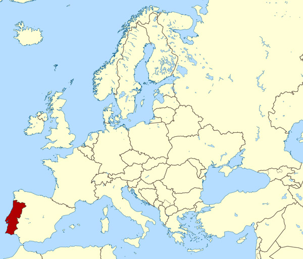 Large location map of Portugal. Portugal large location map.