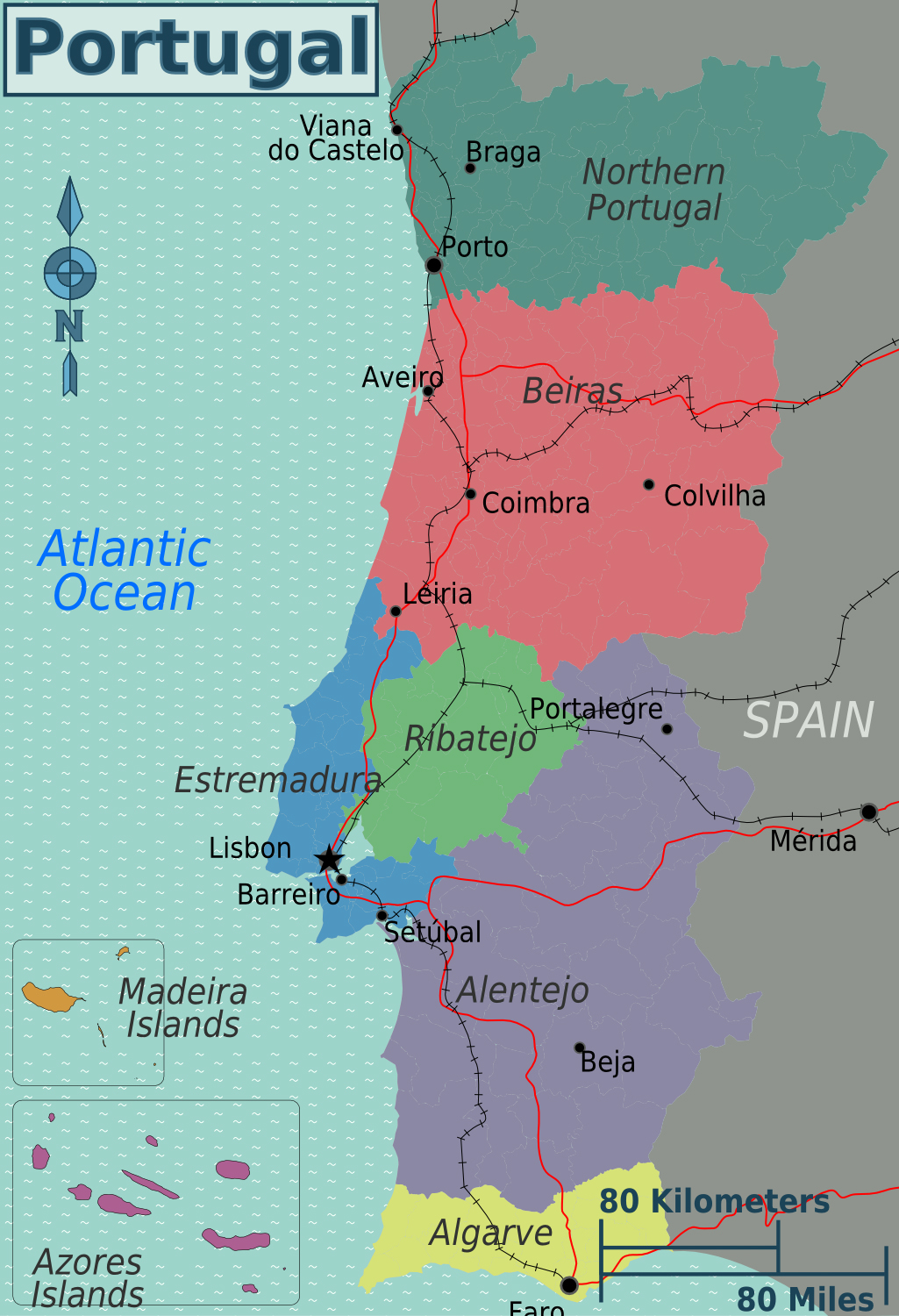 Map Portugal algarve region - Map of algarve region of Portugal