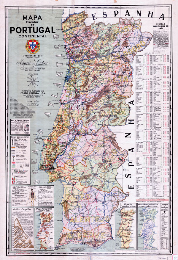 Large scale detailed school map of Portugal - 1962.