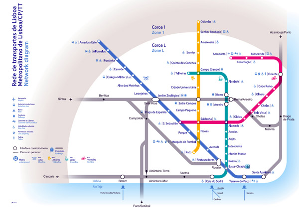 Detailed metro map of Lisbon. Lisbon detailed metro map.