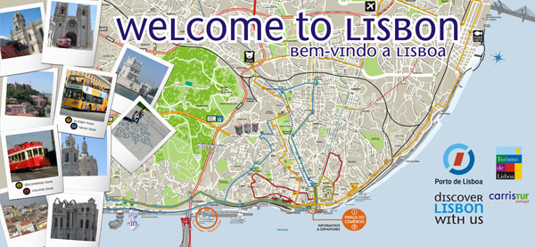 Large detailed tourist map of Lisbon.