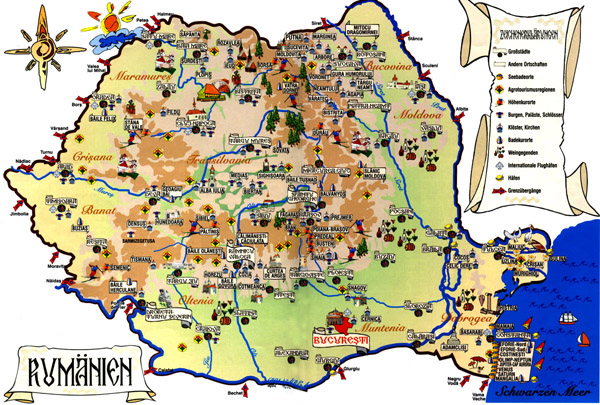 Detailed tourist map of Romania. Romania detailed tourist map.