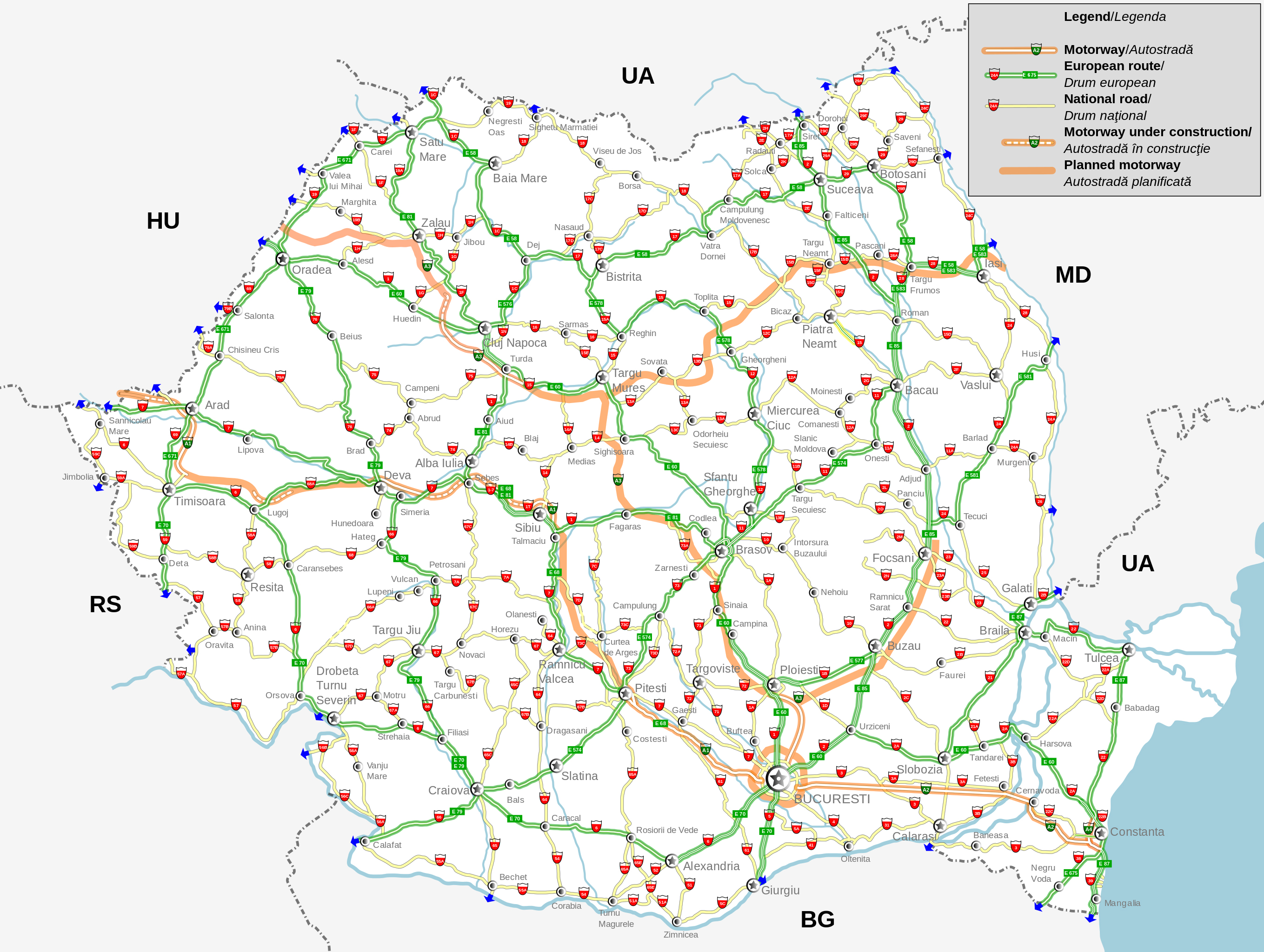 Large Detailed Road Network Map Of Romania Vidiani Com Maps Of