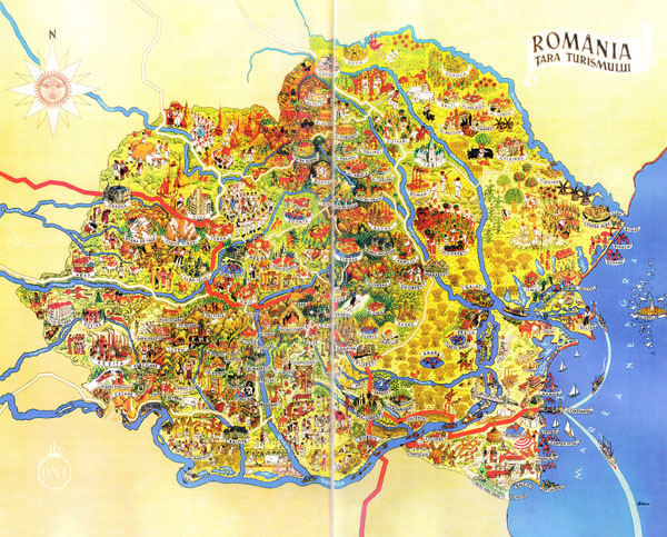 Large detailed tourist illustrated map of Romania.