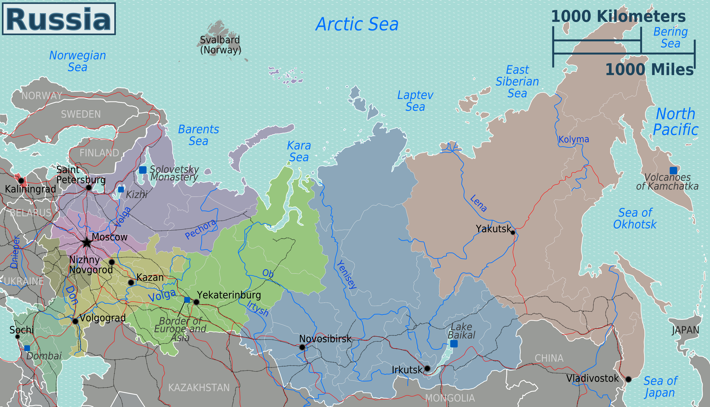 Detailed political and administrative map of Russia. Russia detailed