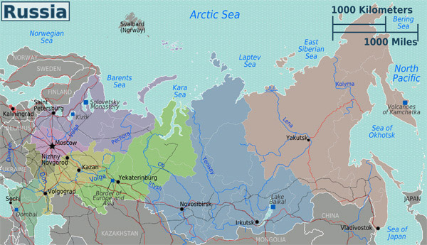 Detailed political and administrative map of Russia.