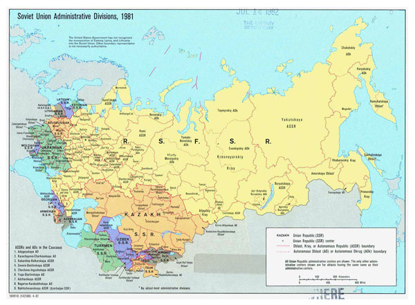 Large detailed administrative divisions map of Soviet Union - 1981.